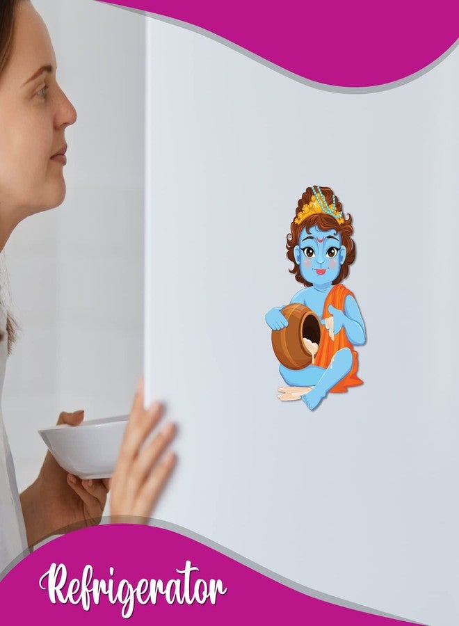 Bhai Please Lord Krishna Wooden Fridge Magnet (Pack of 1) Hindu God, Spiritual, Divine, Devotional Gift and Decorations - Image 3
